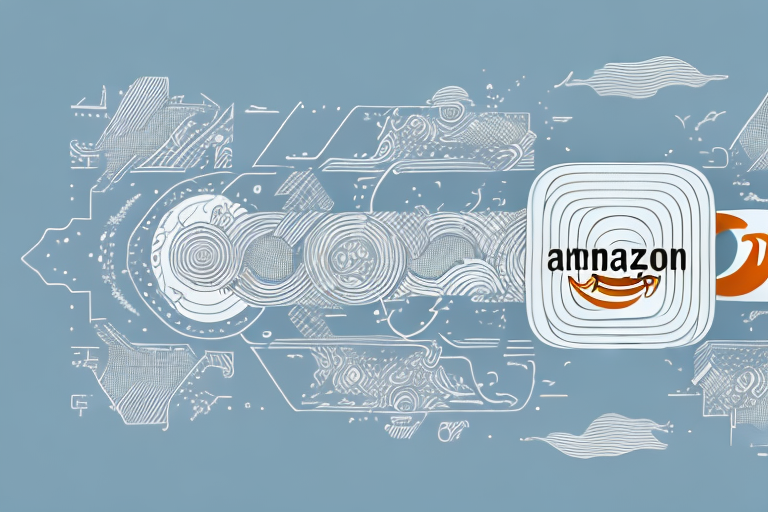 A conveyor belt connecting two abstract representations of alibaba and amazon