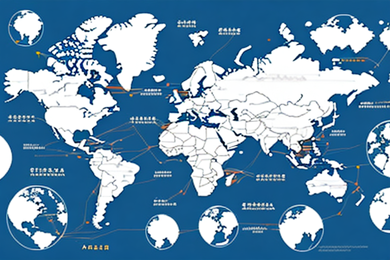 A global map highlighting the journey of a package from china to the united states