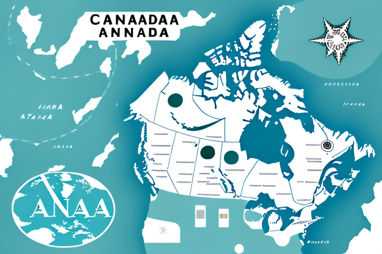 A map of canada with a dotted line leading from a small warehouse to an amazon fba icon