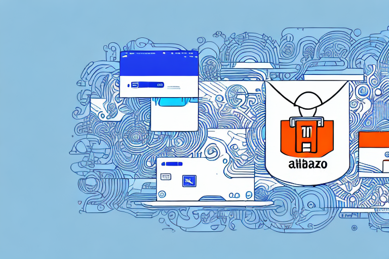 A digital interface showing a transfer of various products from the alibaba platform to the amazon platform