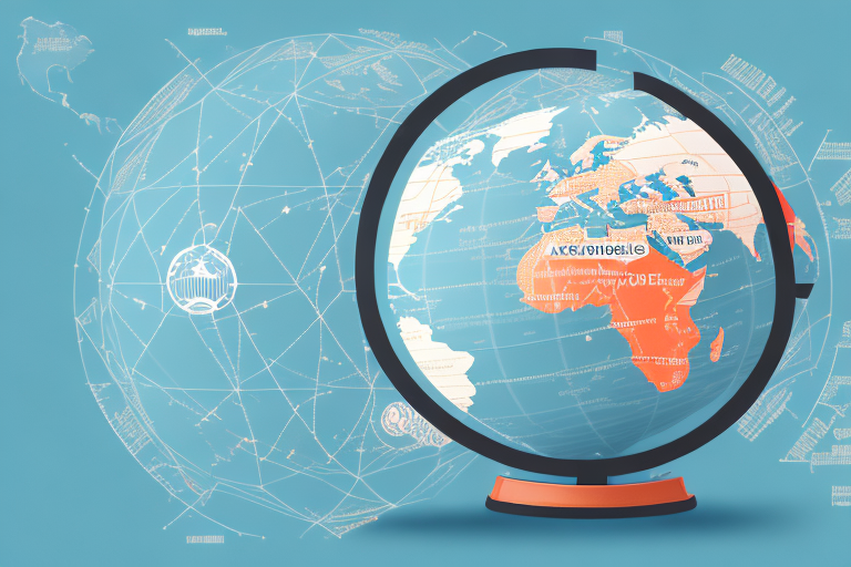 A globe with trade routes marked