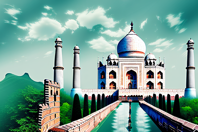 A fusion of iconic landmarks from china and india