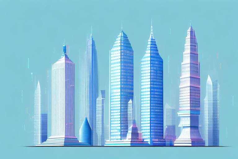 Three towering skyscrapers