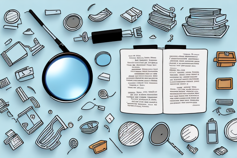 A magnifying glass hovering over a variety of different products