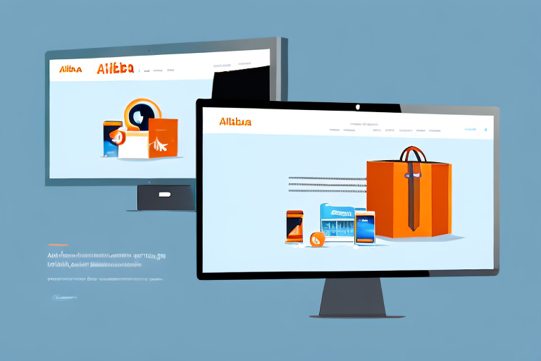 A computer screen displaying both the alibaba and amazon websites