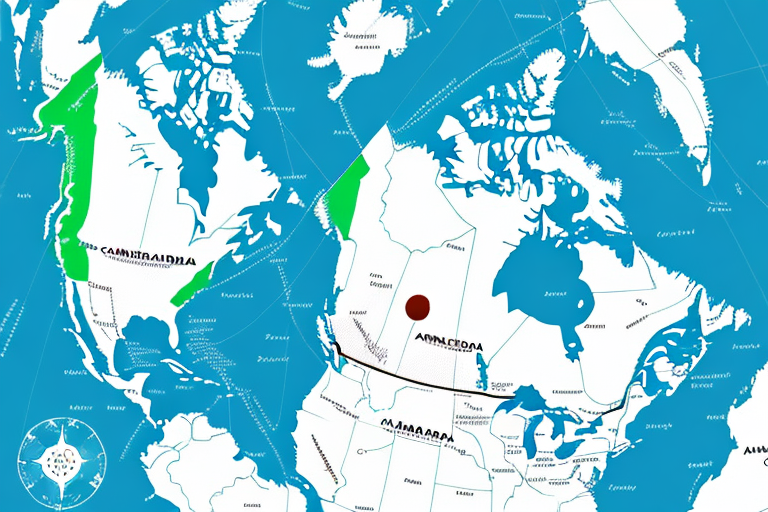 A map of canada with a series of interconnected lines and dots symbolizing the amazon fbm network