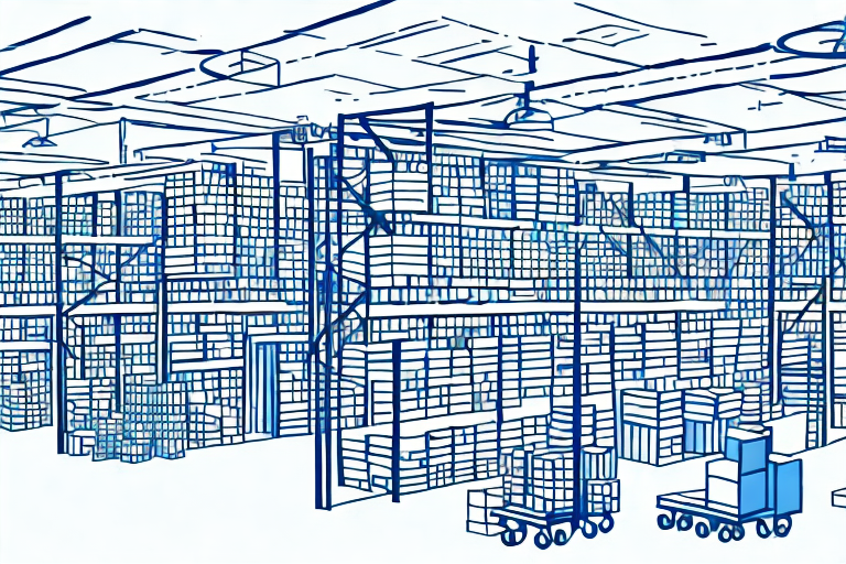 A warehouse with different sections for storage