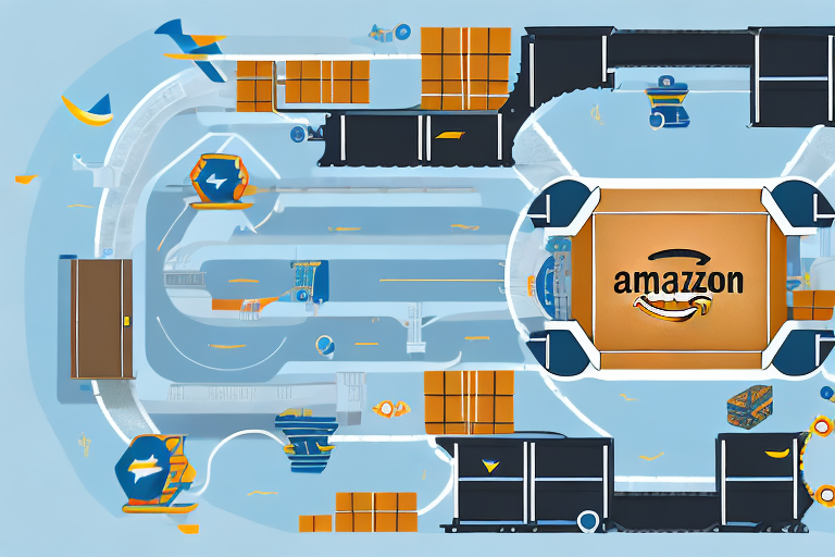 A conveyor belt with various stages representing the amazon fbm return process