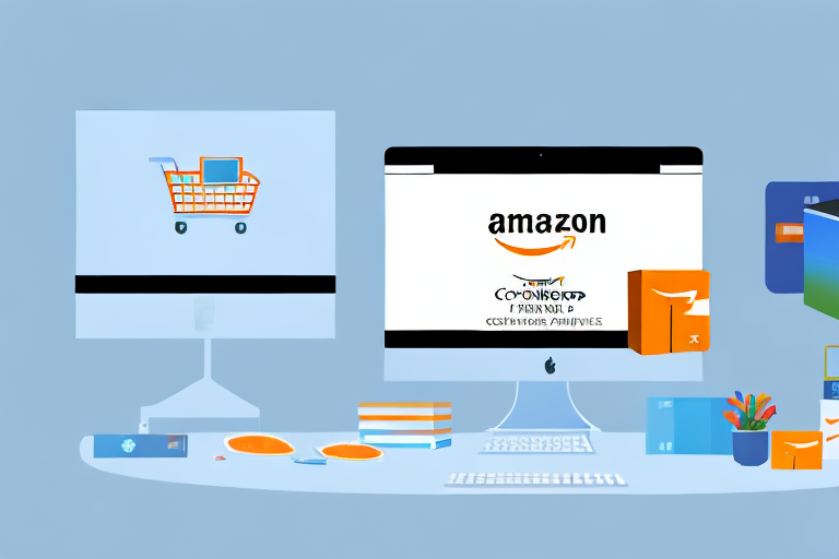 A computer desktop with an open browser displaying a step-by-step setup process of an amazon fbm seller account