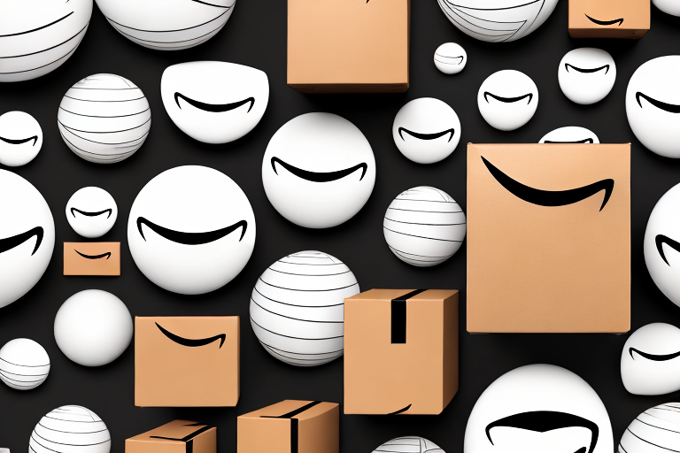 Various shipping boxes in different sizes and shapes with amazon's signature smile on them