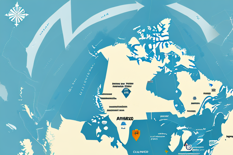 A map of canada with amazon packages scattered across