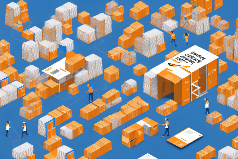 A bustling amazon warehouse with various types of products ready for shipment