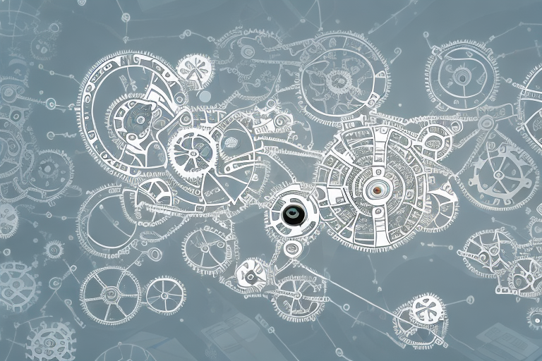 A complex machine with interconnected parts and gears