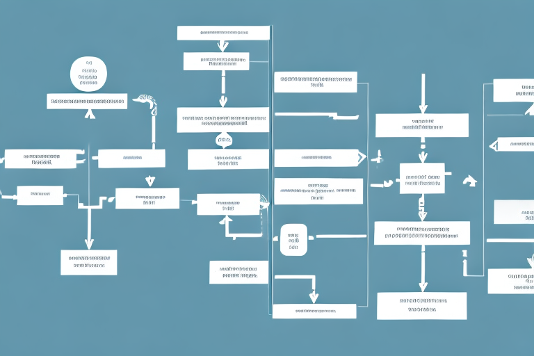 A flowchart with various stages and arrows