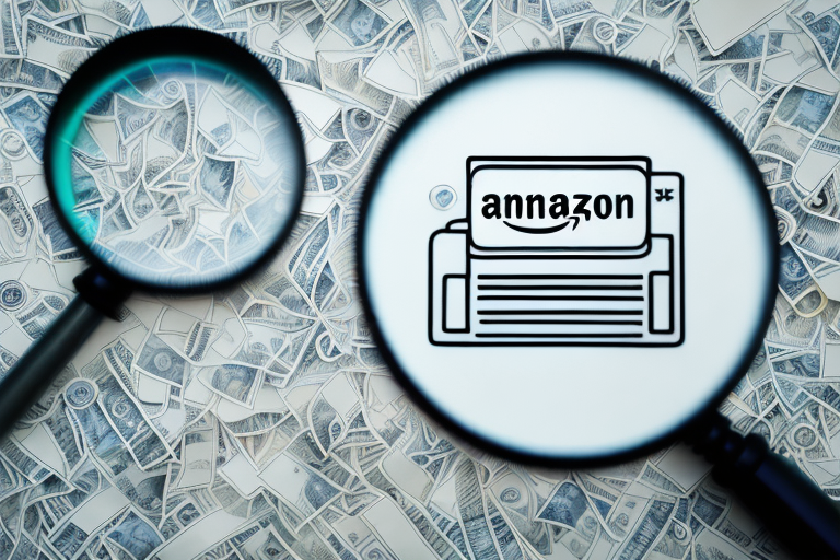 A magnifying glass highlighting key features of an amazon product listing