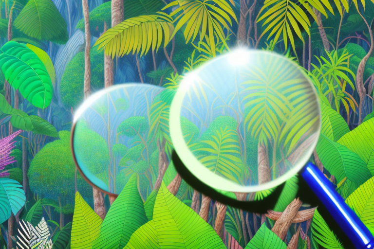 A magnifying glass hovering over a detailed