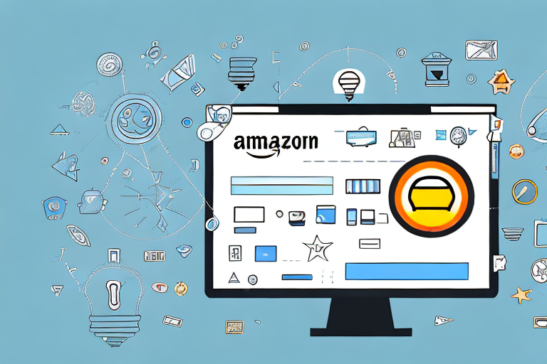 A computer screen showing an amazon product listing page with various elements like product images