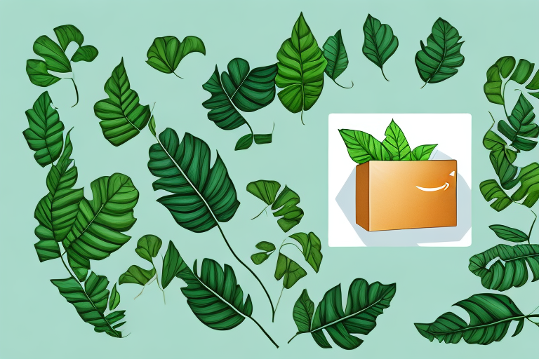 A growing plant with its leaves shaped like amazon packages