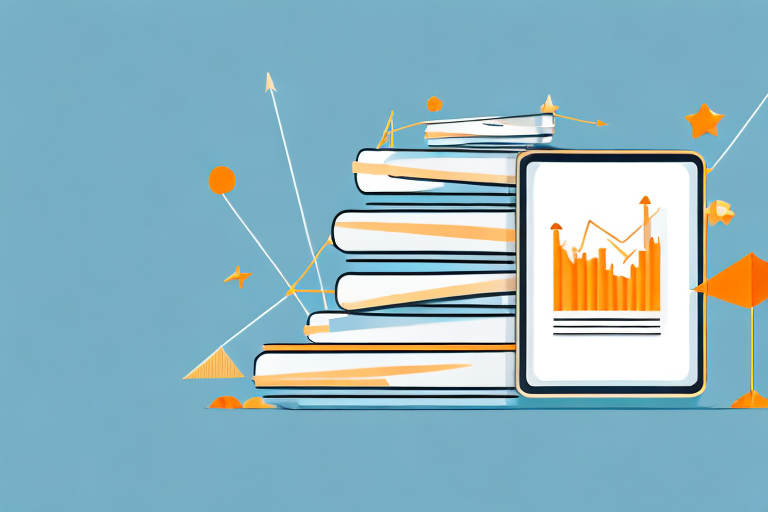 A stack of ebooks ascending like a bar graph