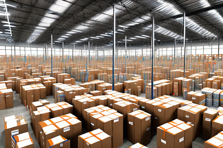 An amazon warehouse filled with various-sized boxes