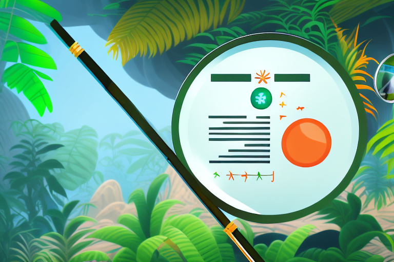 A jungle setting with a magnifying glass hovering over it