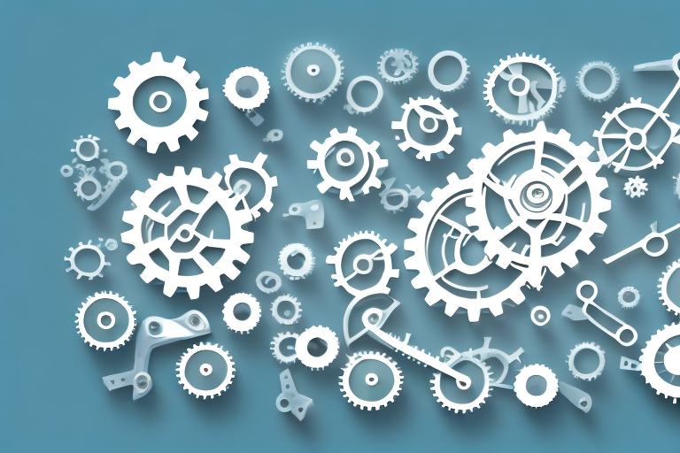 Various digital tools symbolically represented as gears and levers