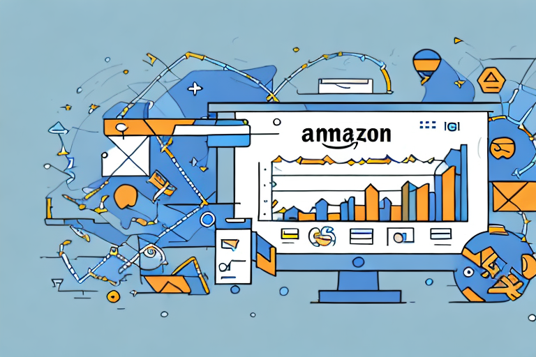 A symbolic representation of amazon's website with arrows pointing upwards