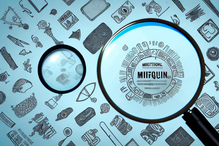 A magnifying glass focusing on a selection of diverse product icons