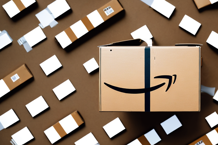 An amazon box with a price tag attached showing a tax symbol