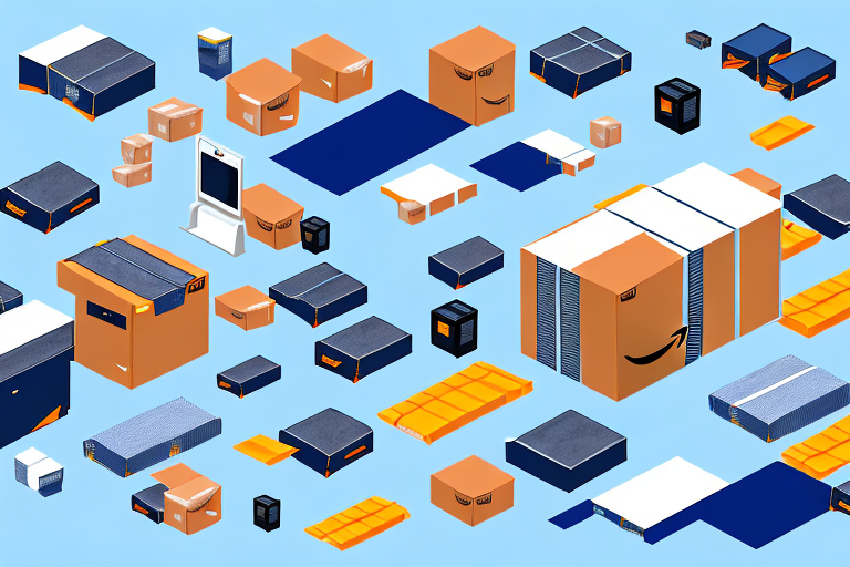 An amazon fba warehouse with conveyor belts carrying various types of packaged goods
