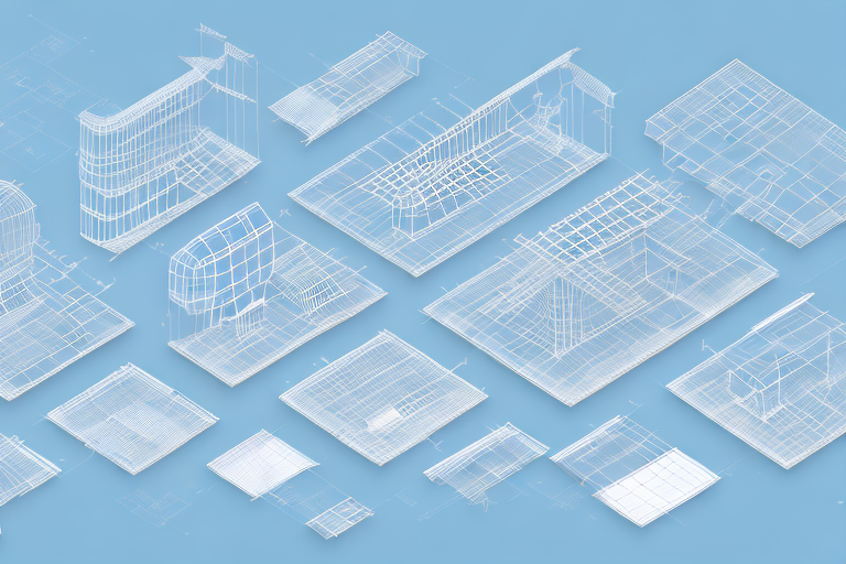 A digital construction process showing various stages of an online store being built