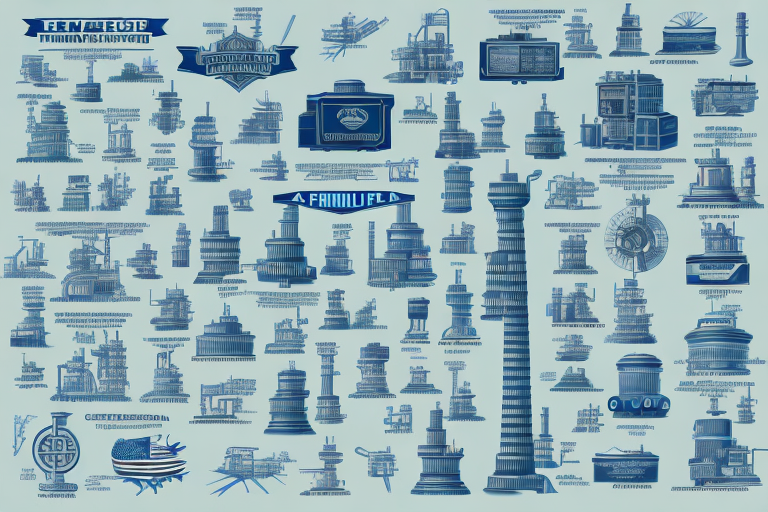 A variety of manufacturing plants scattered across a stylized map of the usa