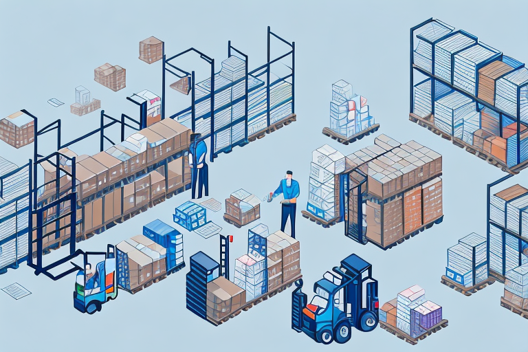 A bustling warehouse filled with various types of goods