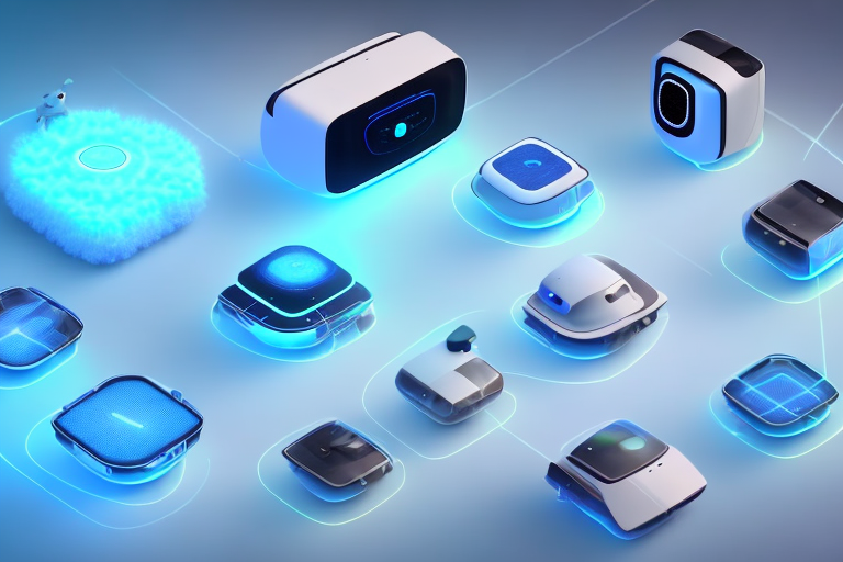 A variety of futuristic products such as a smart home device