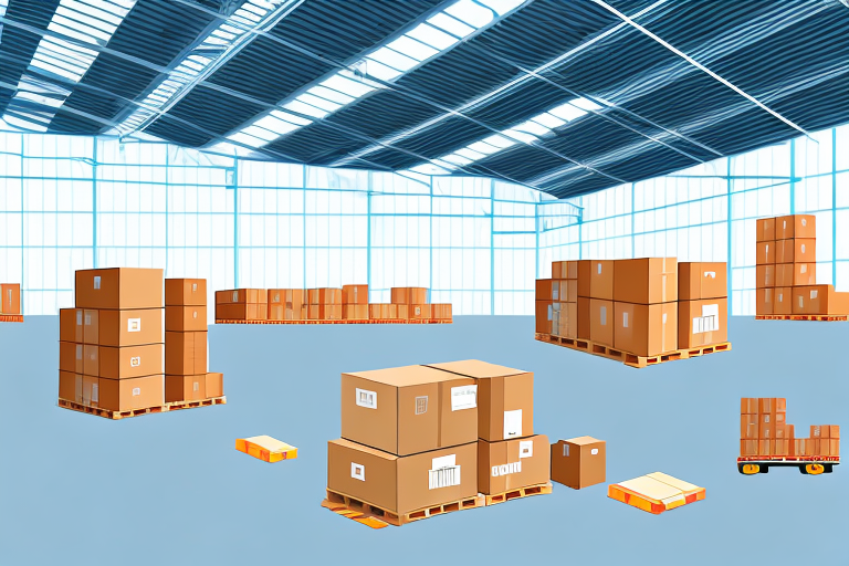 A warehouse with boxes being prepared for shipment