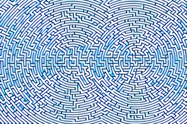 A complex maze shaped like the amazon logo