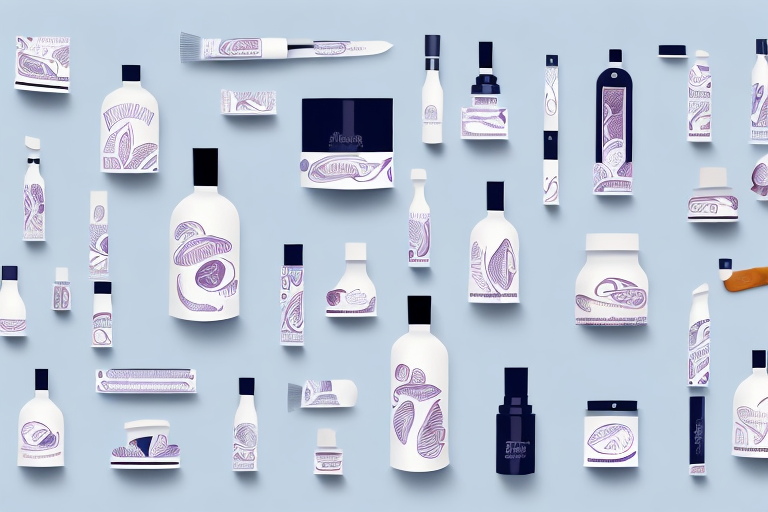 A variety of products like skincare bottles