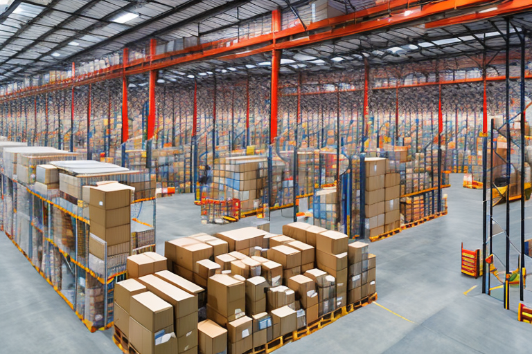 A large warehouse filled with various types of products