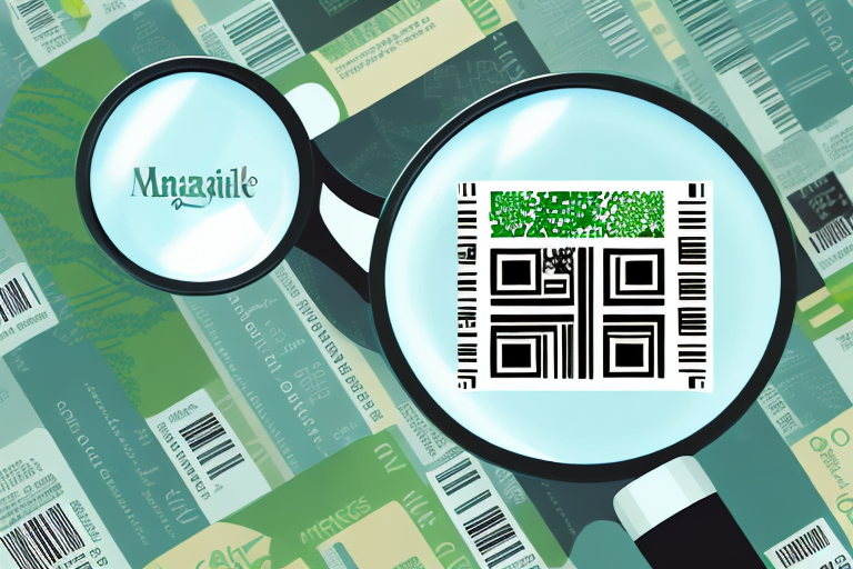 A magnifying glass highlighting a product barcode