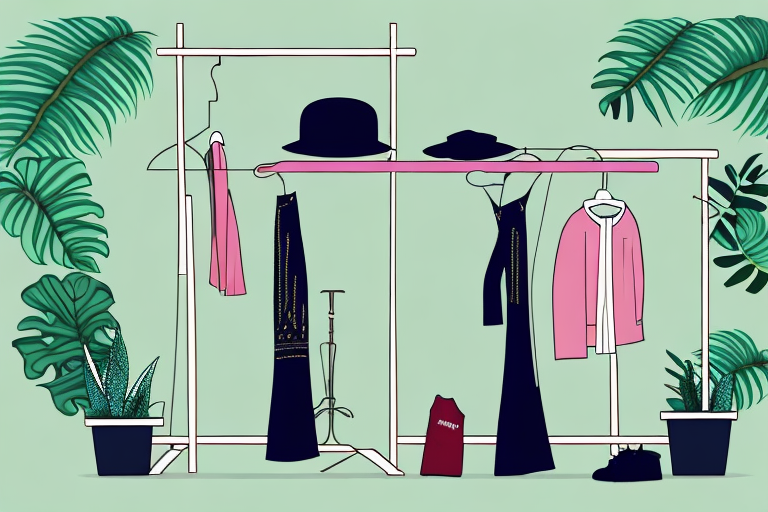 A clothing rack with a variety of fashionable garments