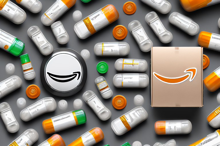 A variety of supplement bottles with amazon-themed packaging