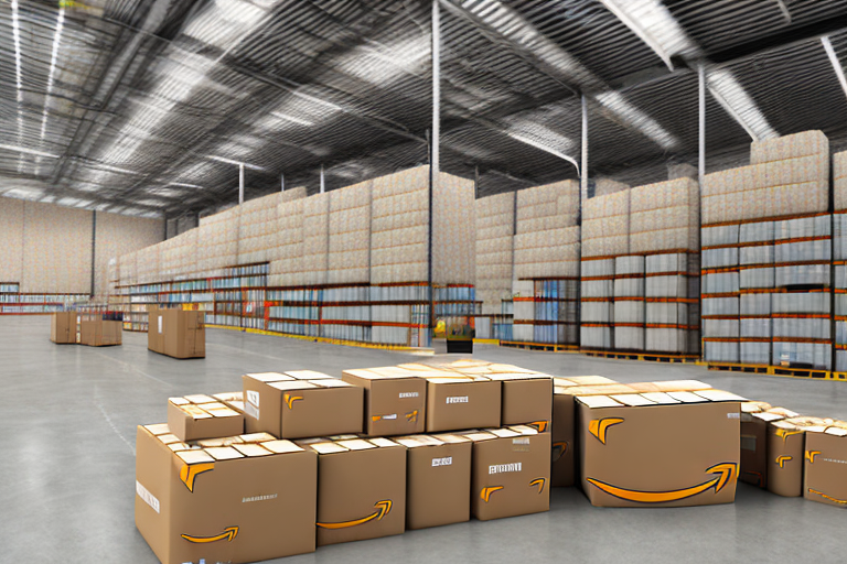 A warehouse filled with various product boxes