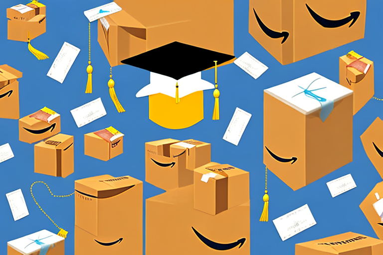 A bustling amazon warehouse with boxes labeled with generic labels