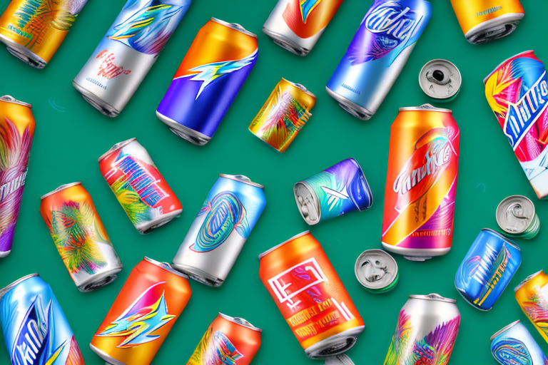 A variety of energy drink cans