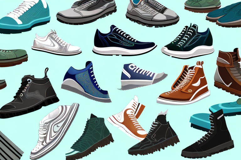 A variety of different styles of shoes