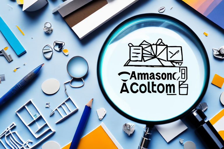 A magnifying glass hovering over a collection of amazon product packages