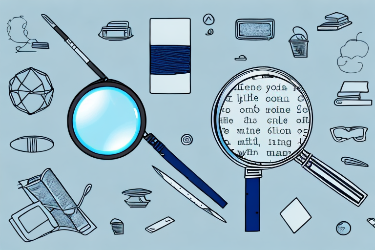 A magnifying glass hovering over a variety of different products like electronics