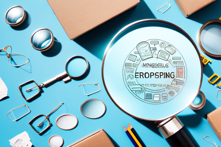 A magnifying glass hovering over a variety of different products