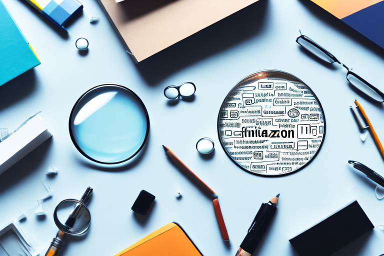 A magnifying glass hovering over a variety of amazon products