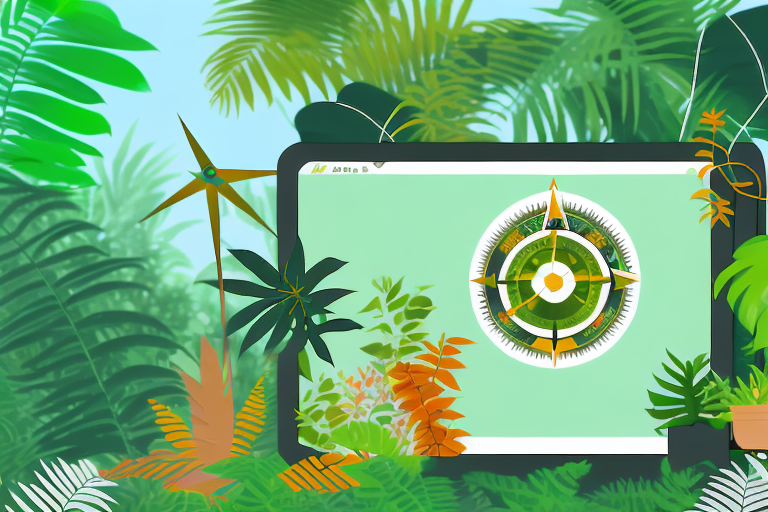 A jungle scene with various amazon products as plants and animals